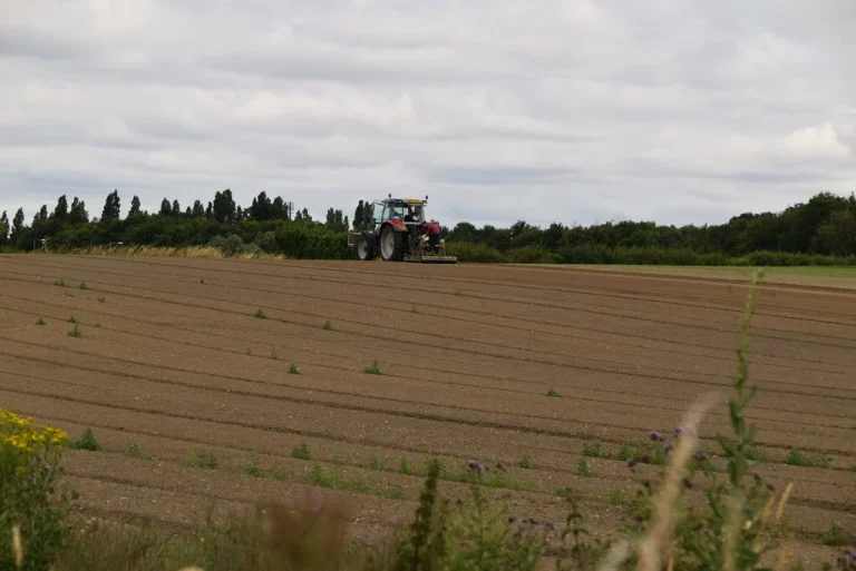 A real tractor working on cultivated land, photographed by N Chadwick in 2022